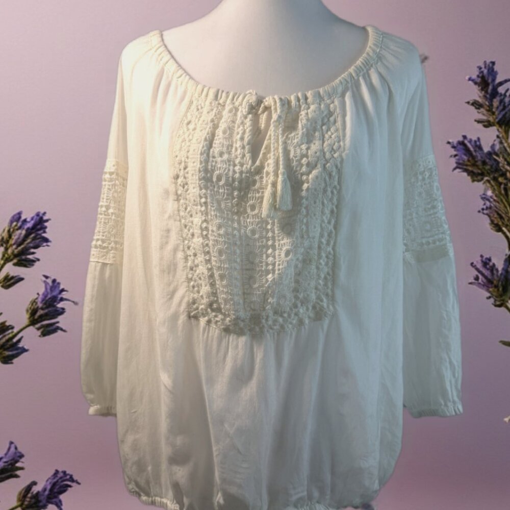 Crochet sheer boho countrycore top junior 1x